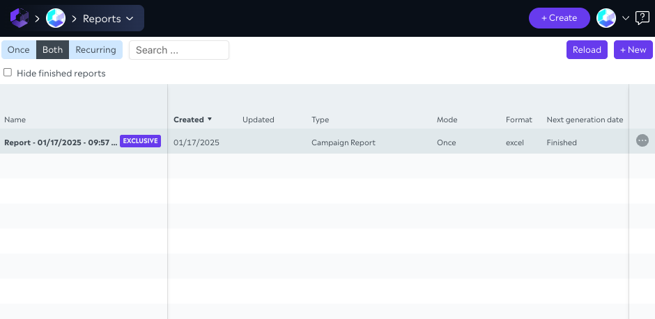 Report records list
